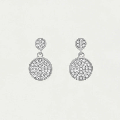 Petite Pave Droplet Earrings in Silver