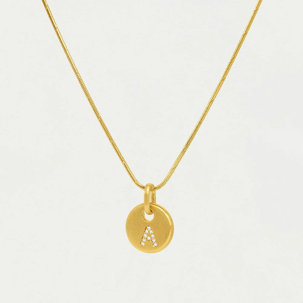 Pave Initial Necklace in Gold